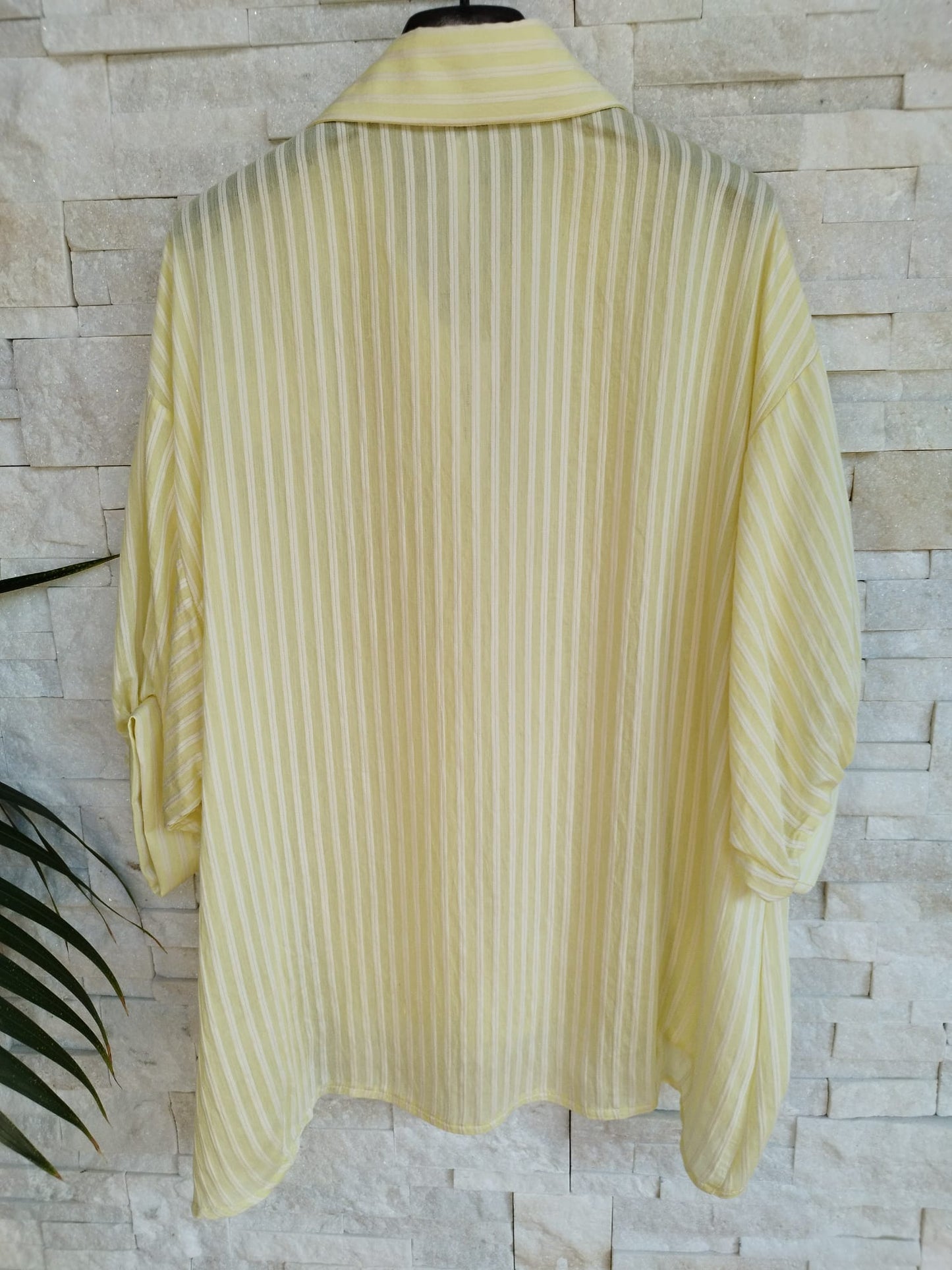Camicia Over in Tencel a righe burro