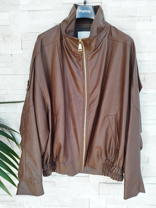 Bomber vintage ecopelle colore cacao
