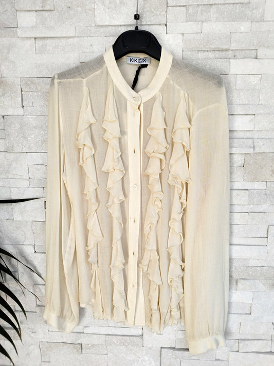 Camicia in garza di viscosa e lana