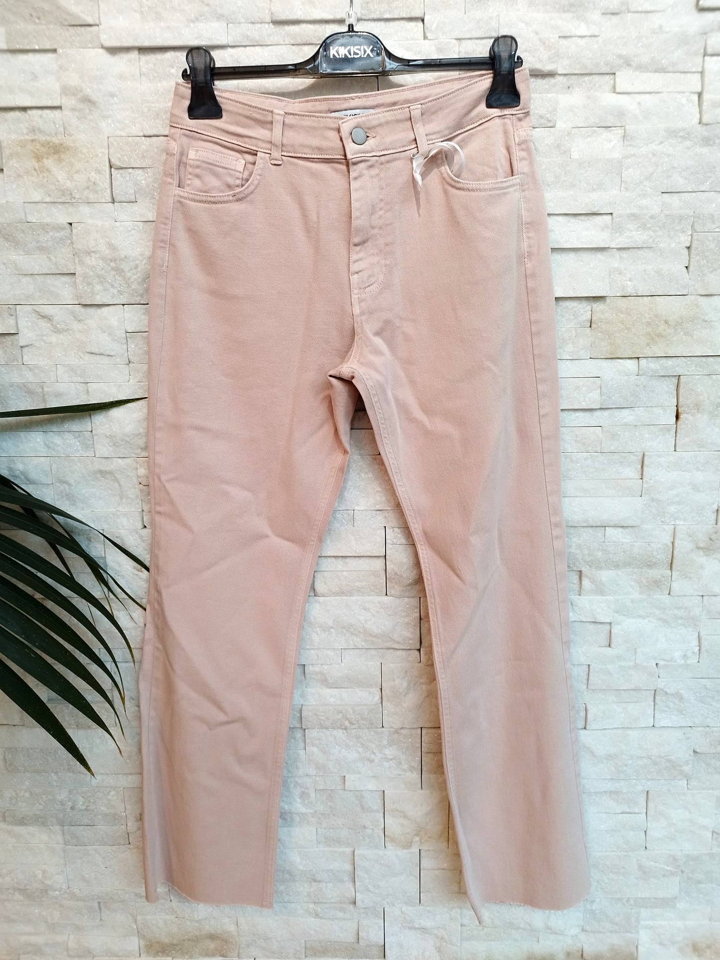 Pantalone denim bull flare rosa