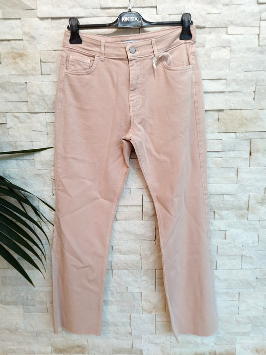 Pantalone denim bull flare rosa