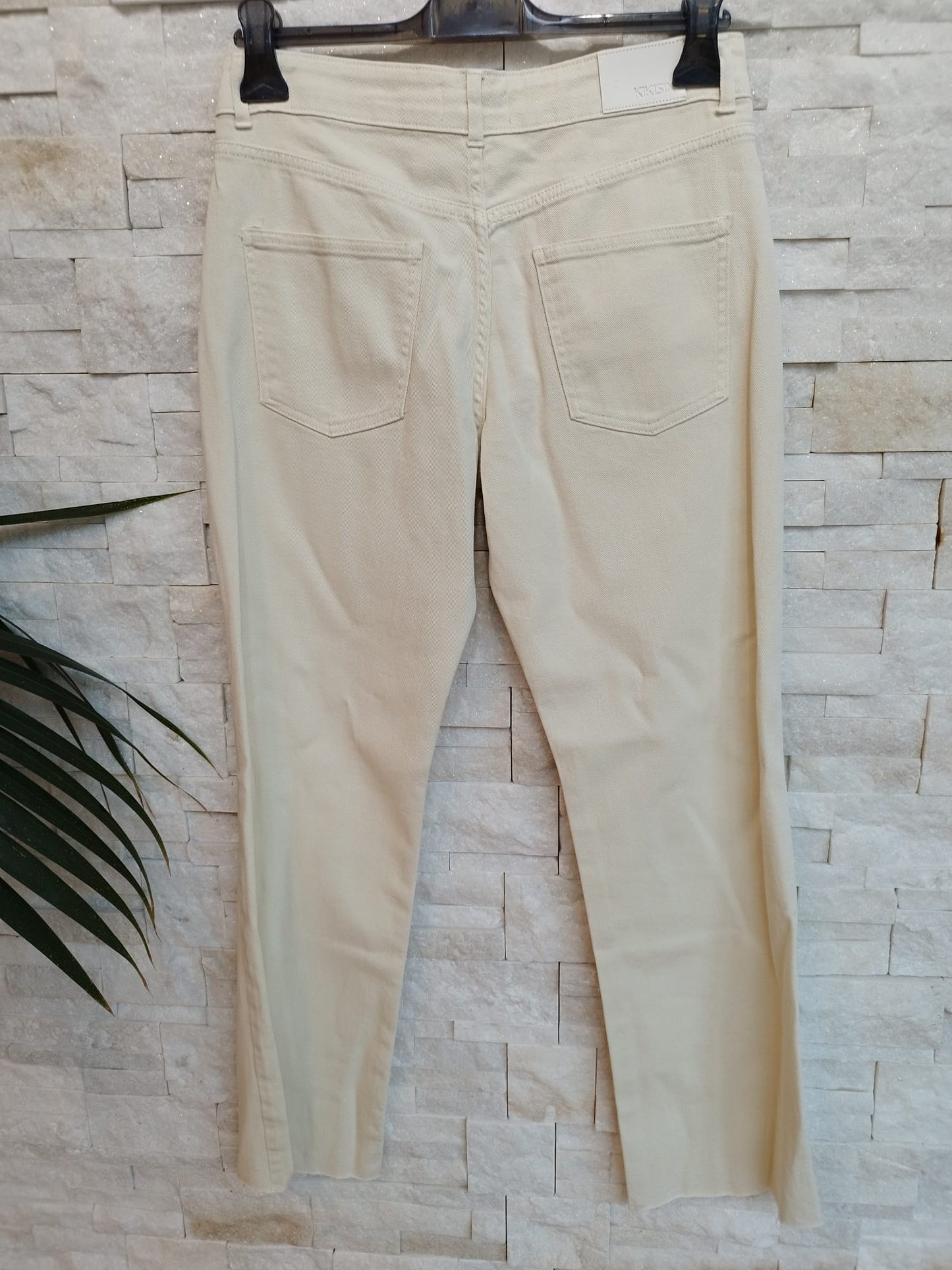 Pantalone denim bull flare crema
