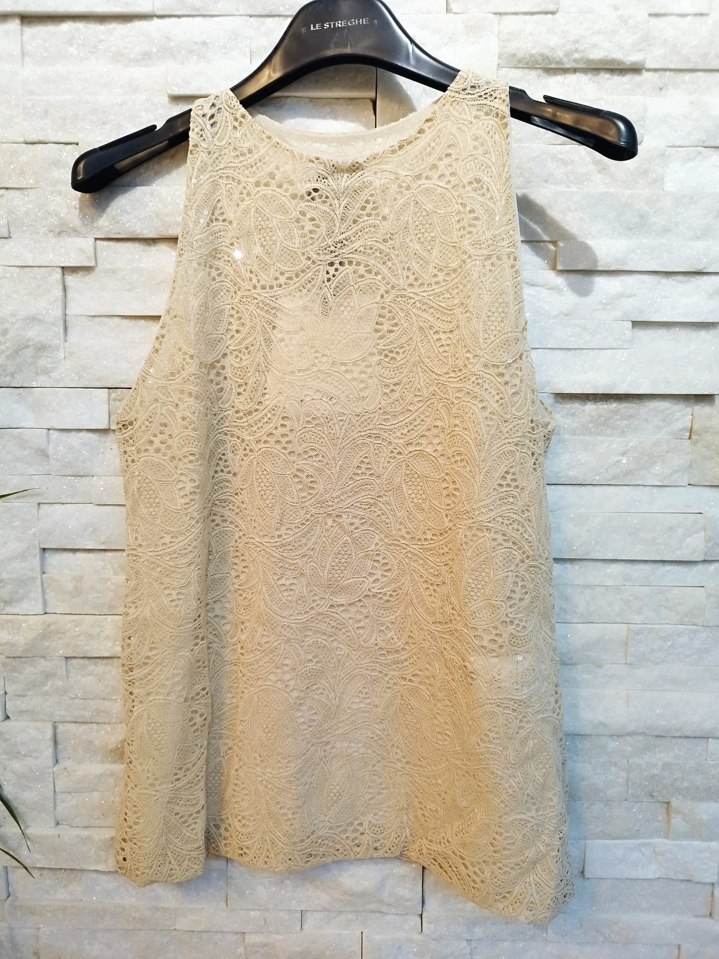 Canotta pizzo beige