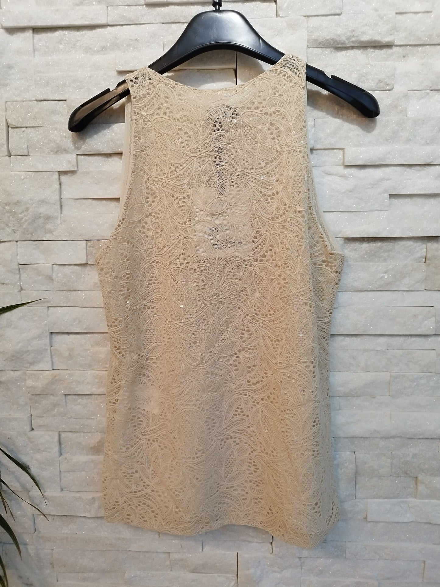 Canotta pizzo beige