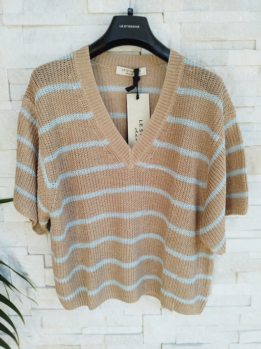 Maglia manica corta girocollo a righe