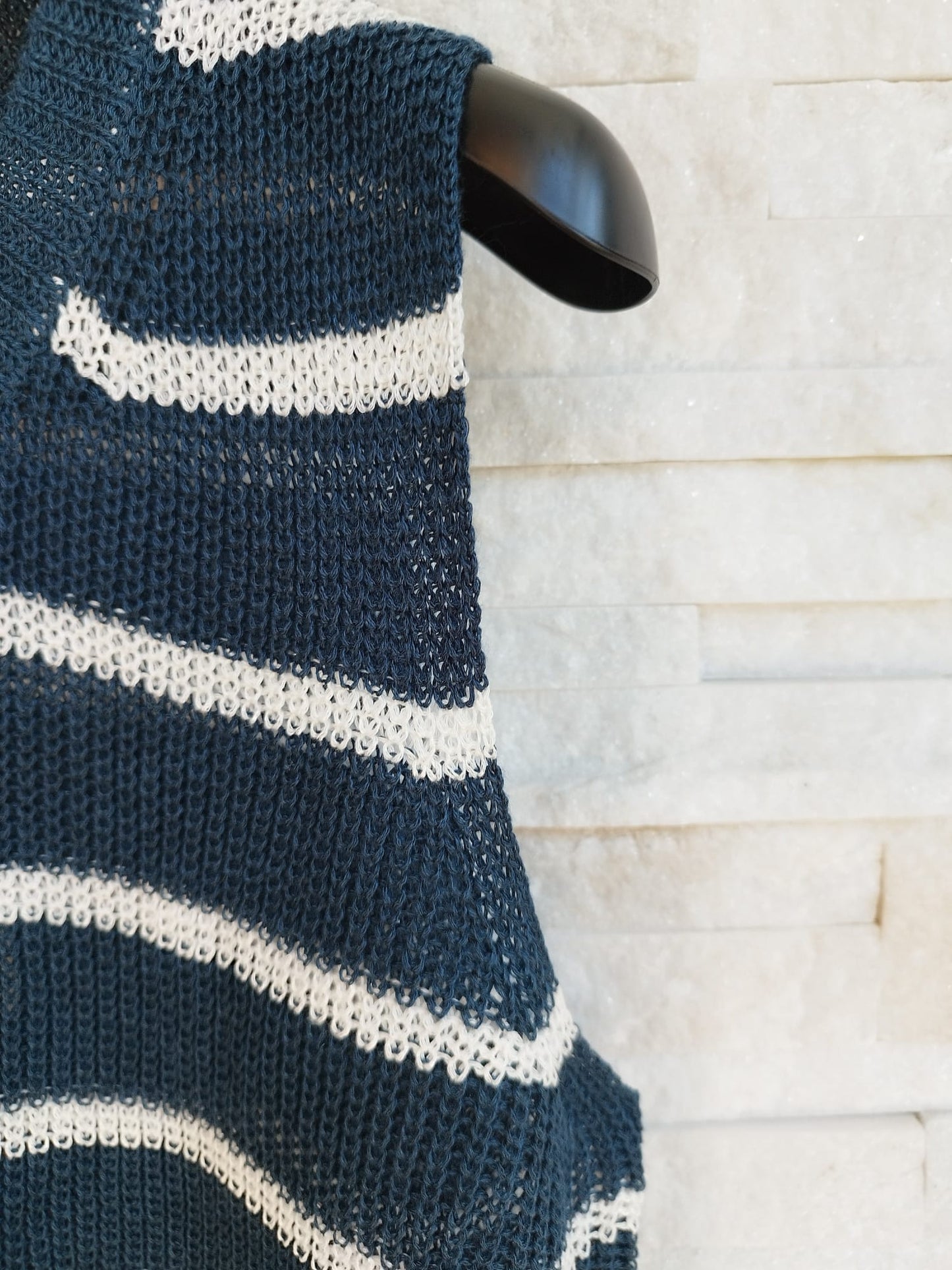 Gilet a righe colore blu / panna