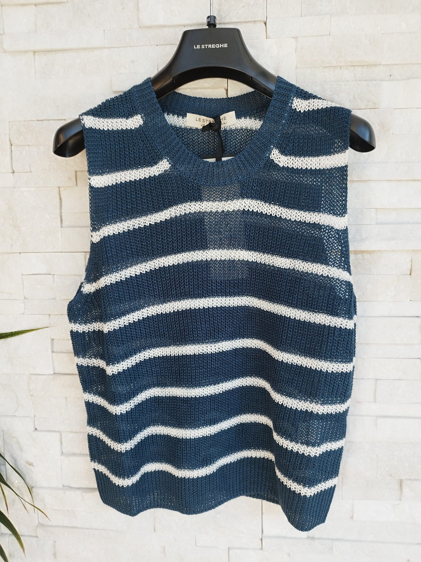 Gilet a righe colore blu / panna
