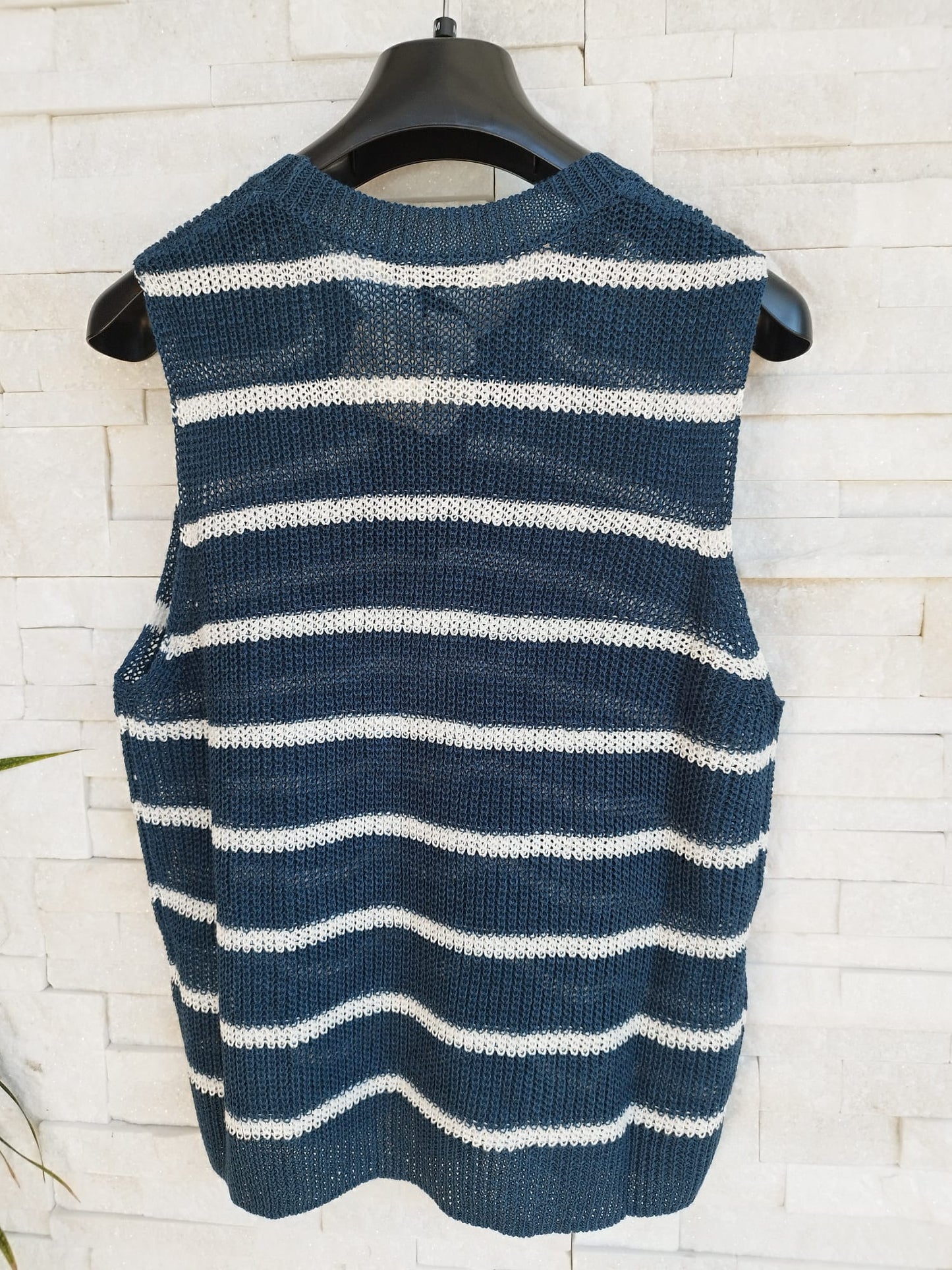 Gilet a righe colore blu / panna