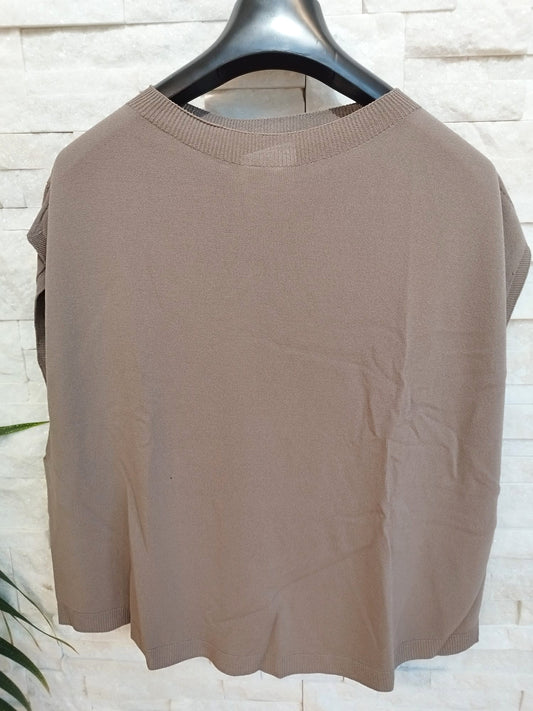 T-shirt cotone smanicata colore moro