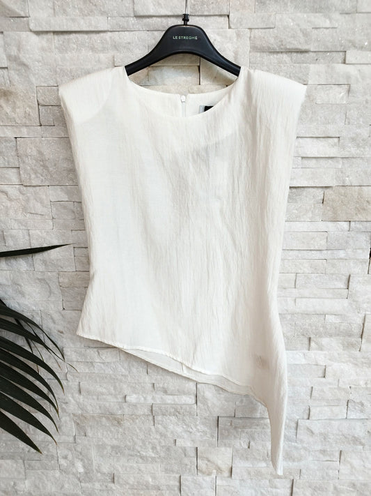 Top asimmetrico con spallina colore bianco