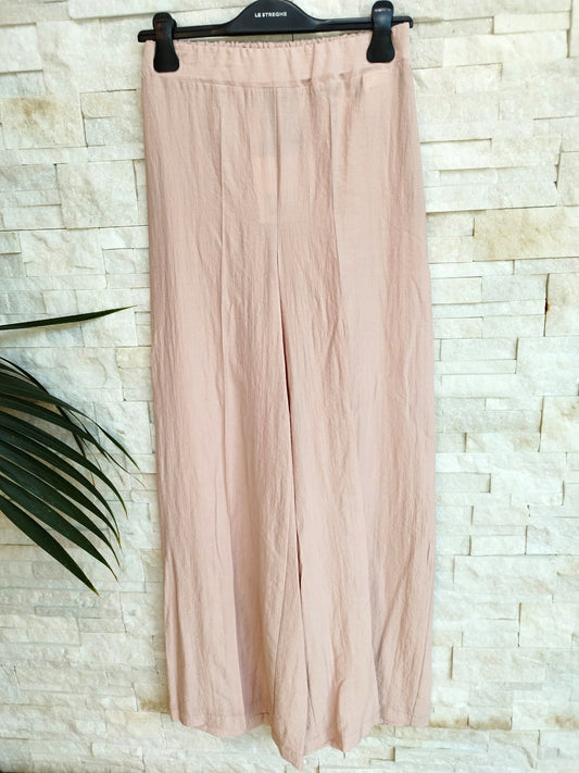 Pantalone dritto con elastico in vita sul retro colore rosa