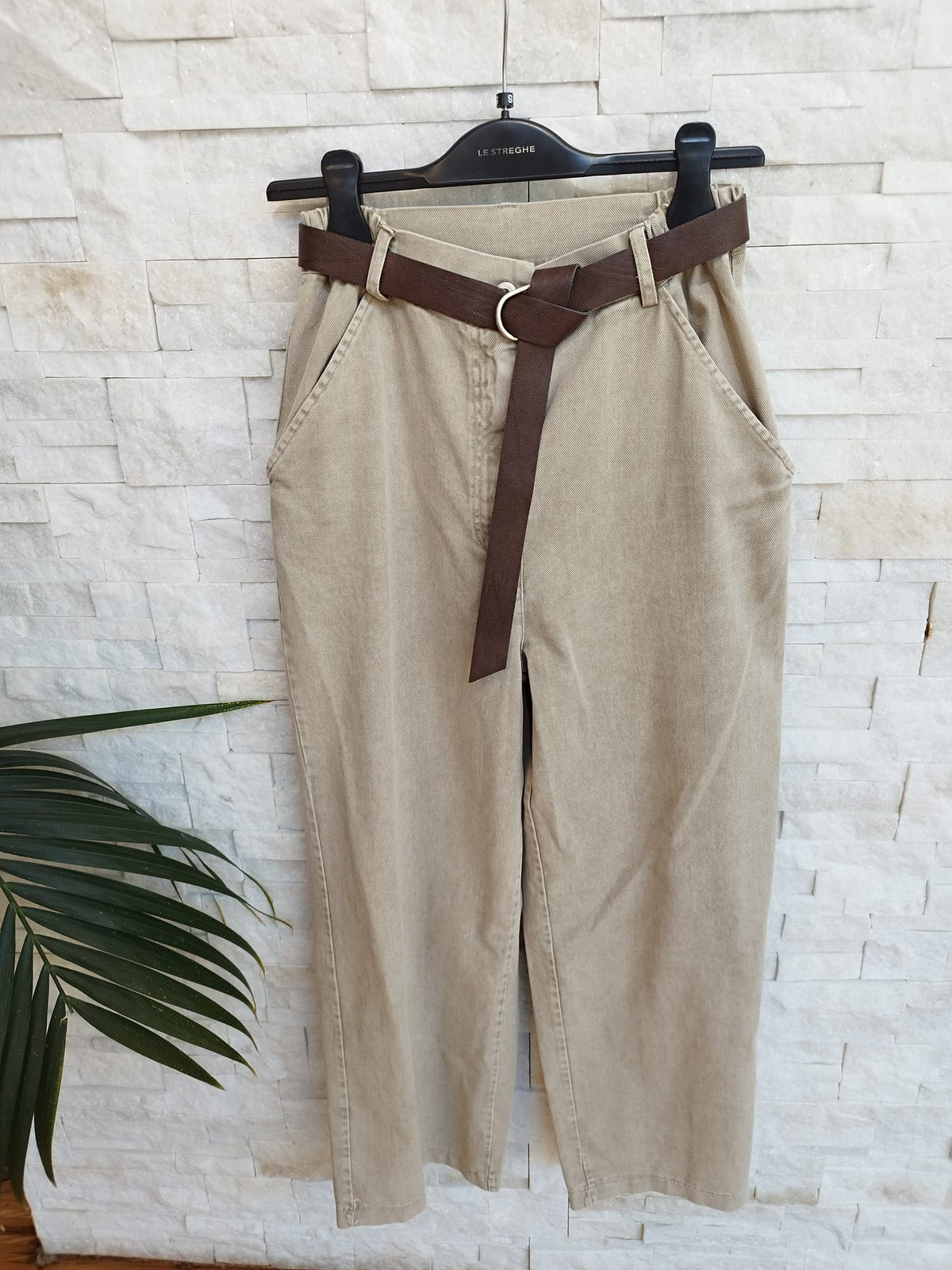 Pantalone Jeans largo colore sabbia