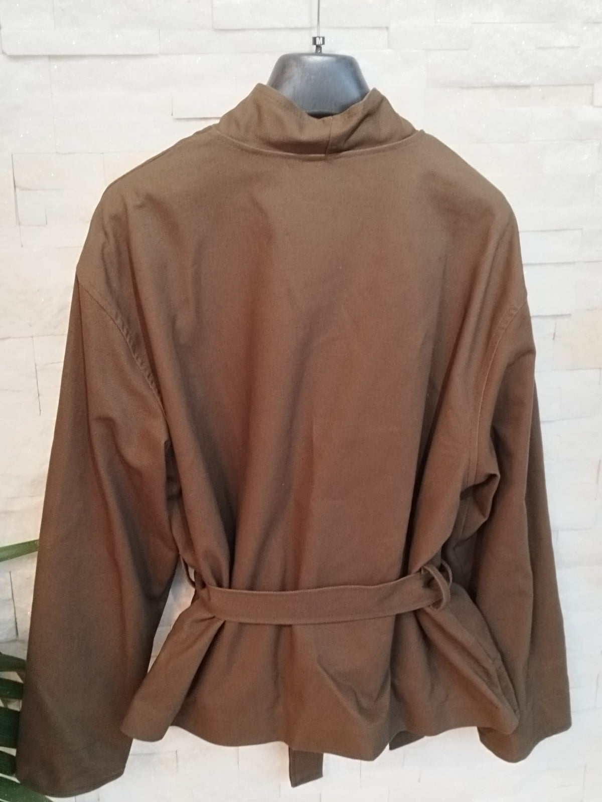 Giacca kimono con cintura colore moro