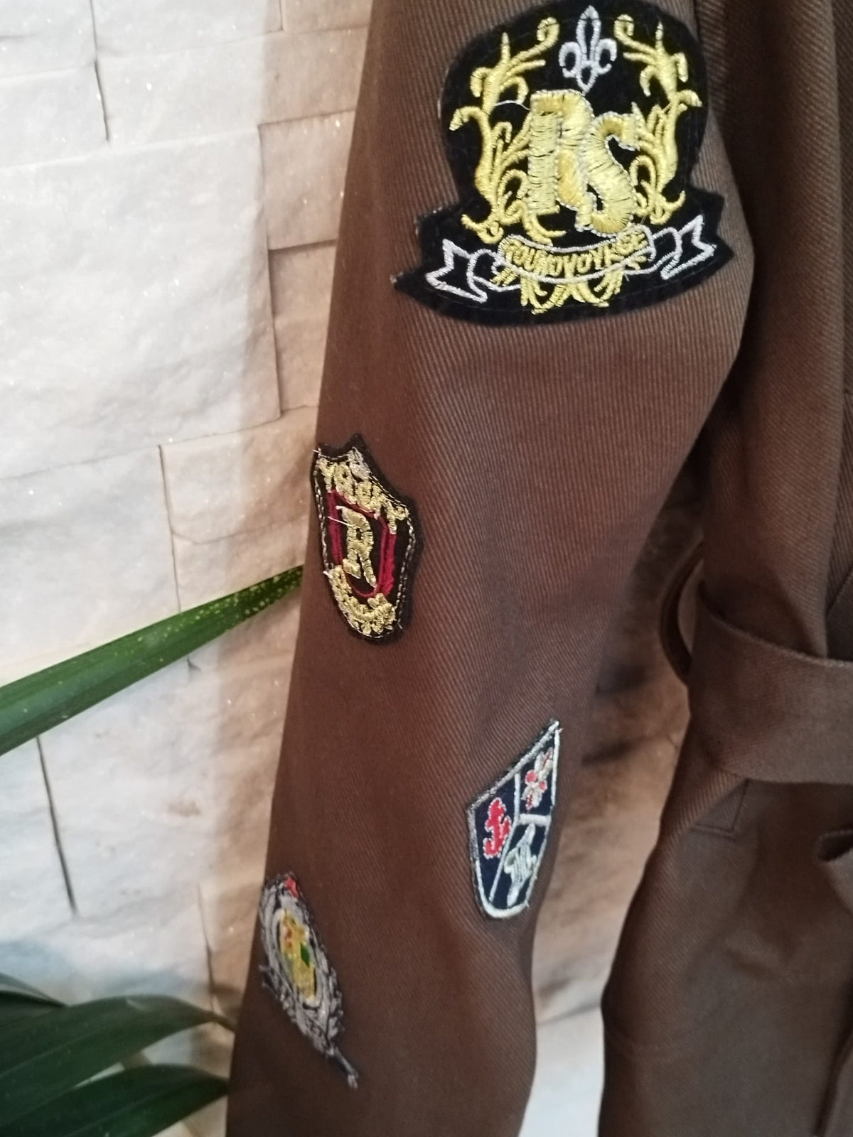 Giacca kimono con cintura colore moro