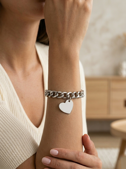 Bracciale catena con pendente smaltato vari colori